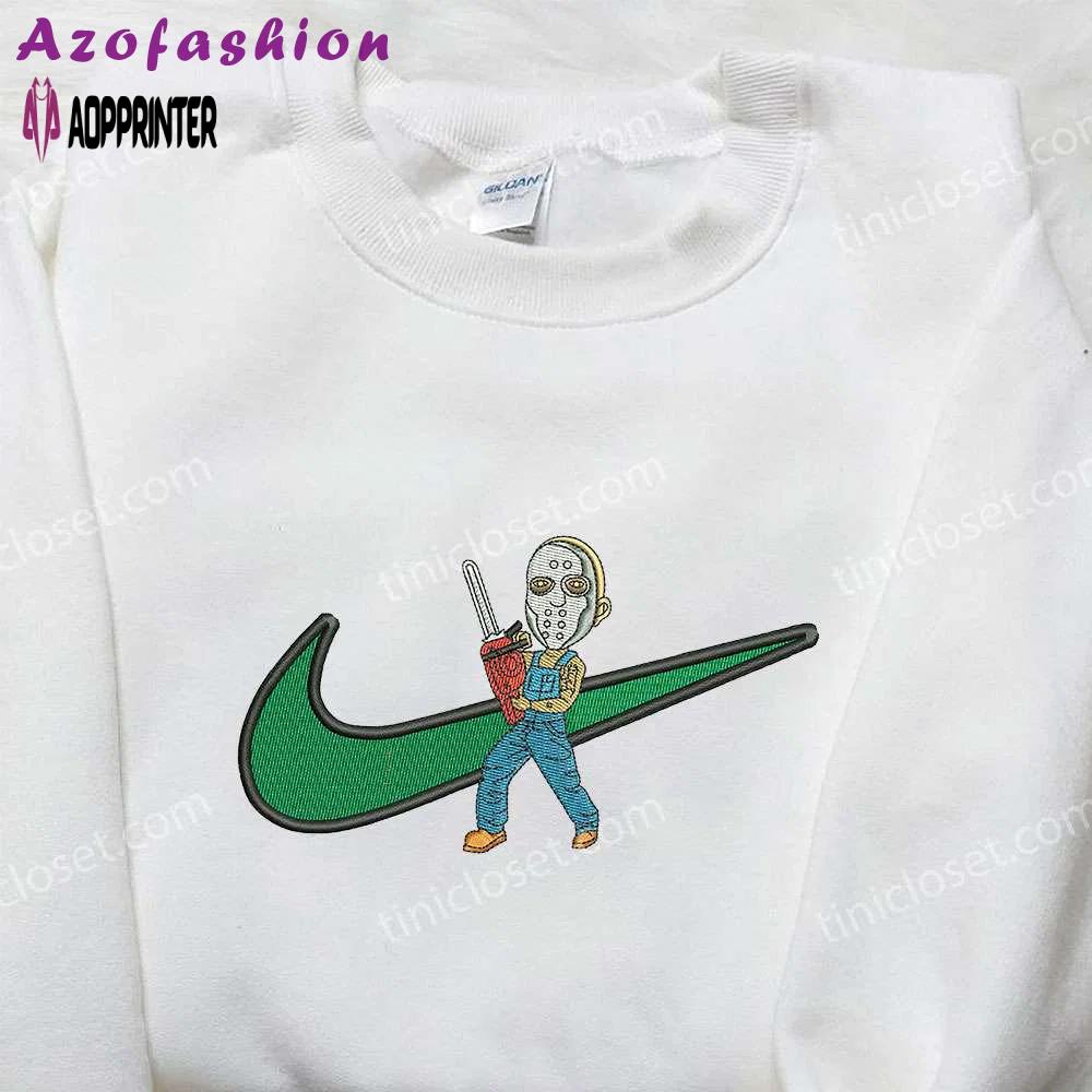 Nike swoosh x jason voorhees embroidered shirt – horror & halloween movie tee Embroidered Shirt