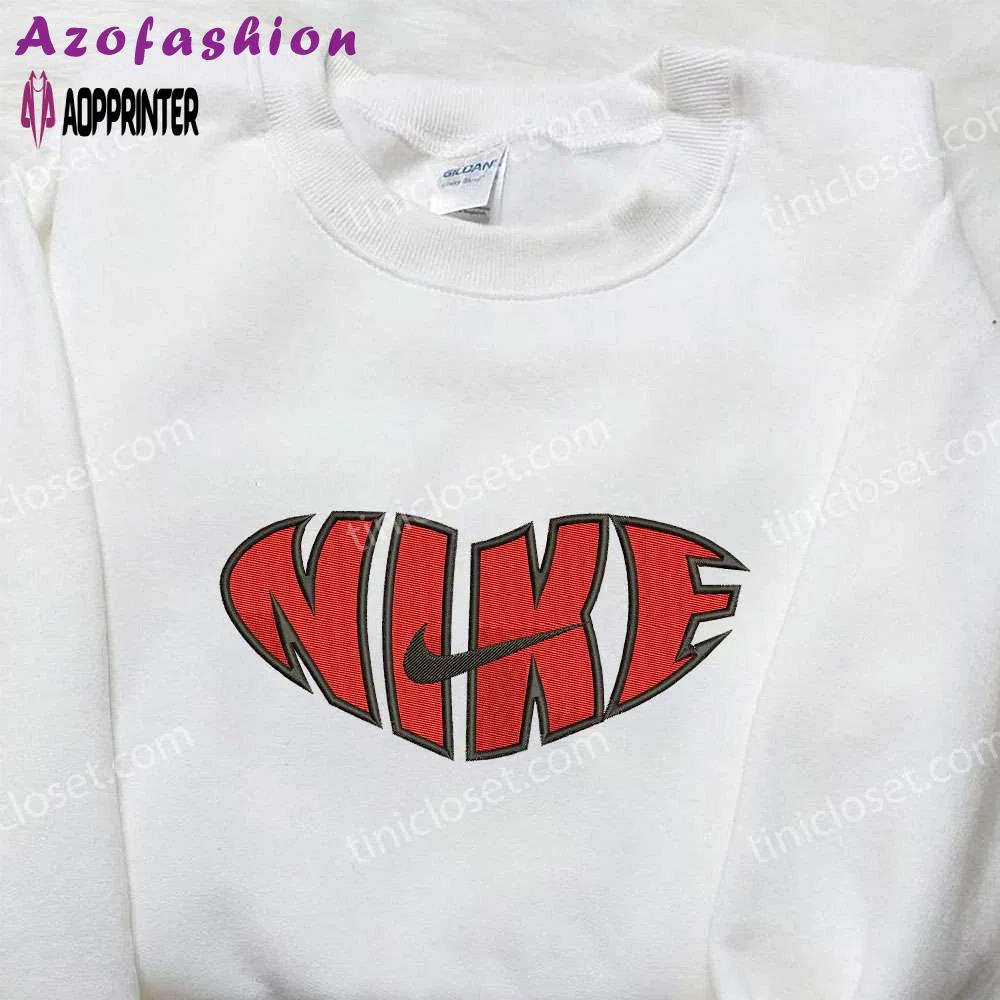 Nike swoosh x red heart love embroidered shirt – best valentine’s day gift nike inspired logo shirt Embroidered Shirt