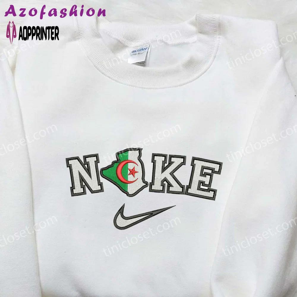 Nike x algeria map embroidered shirt: authentic nike inspired design for a stylish statement Embroidered Shirt