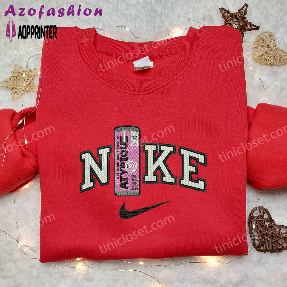 Nike x atypique alcohol embroidered shirt – stylish nike and drink inspired design Embroidered Shirt
