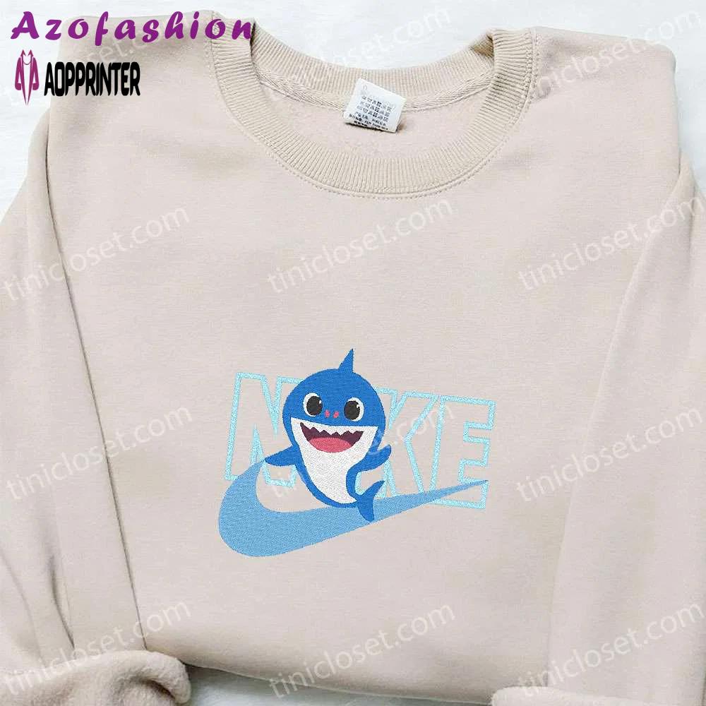 Nike x baby shark embroidered sweatshirt: custom hoodie perfect family gifts Embroidered Shirt