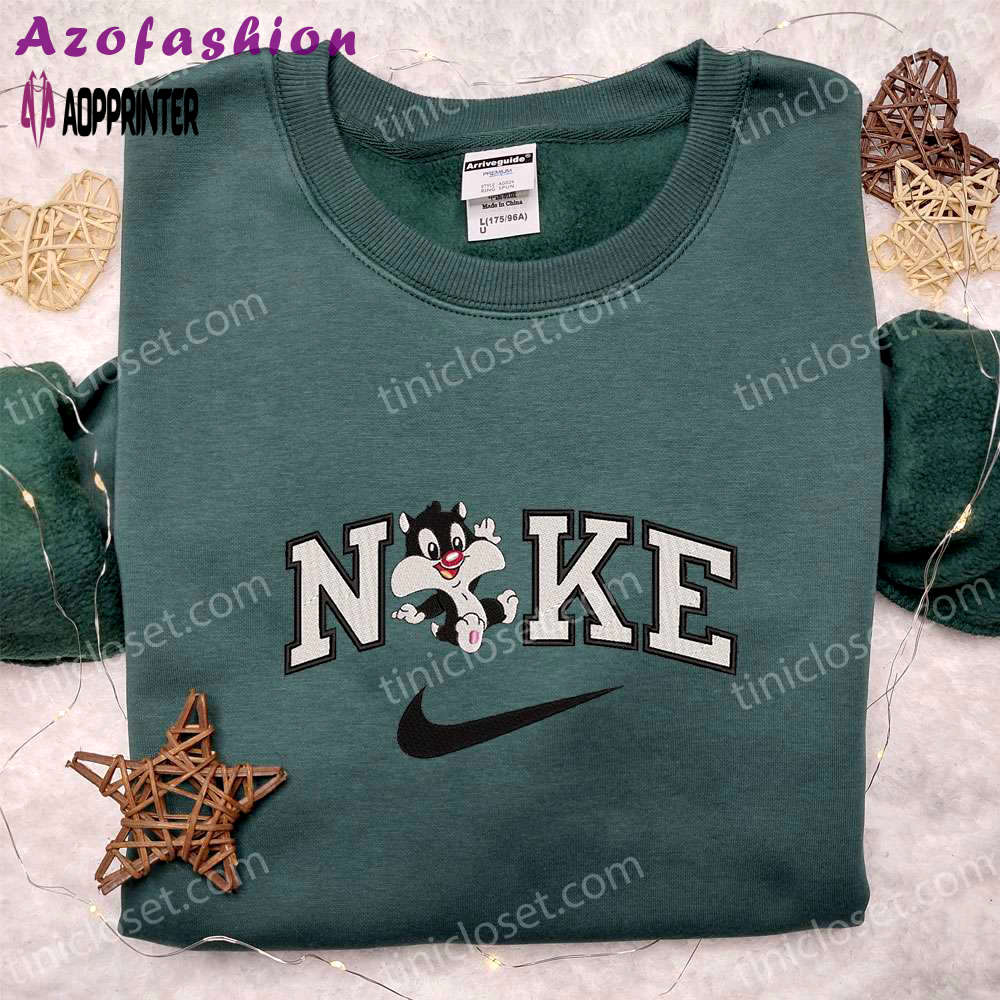 Nike x baby sylvester the cat shirt & disney looney tunes hoodie: best gift ideas Embroidered Shirt