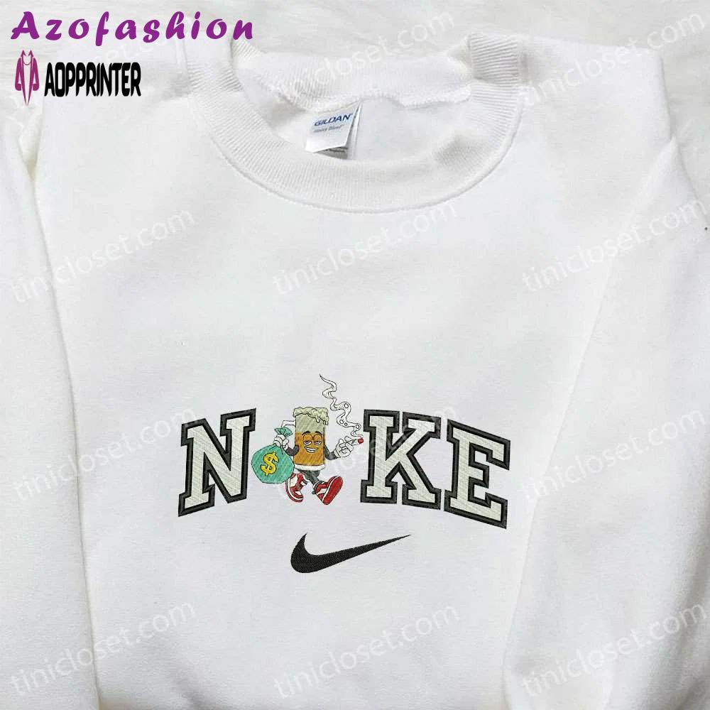Nike x beer glass hold money embroidered sweatshirt: funny shirt nike inspired hoodie Embroidered Shirt