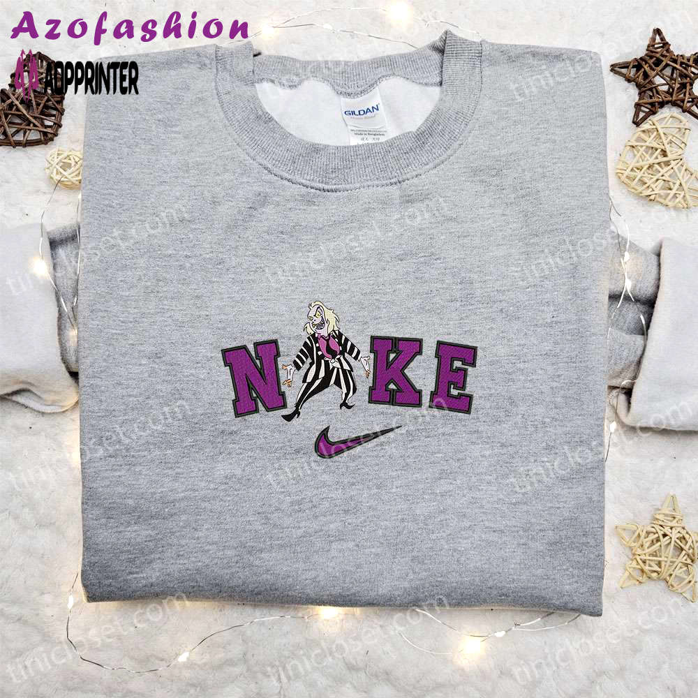 Nike x beetlejuice cartoon embroidered sweatshirt: best halloween gift idea with horror movie vibes Embroidered Shirt