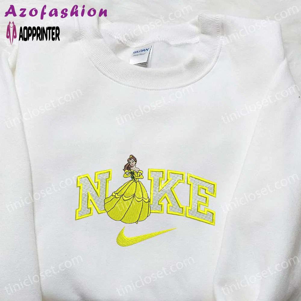 Nike x belle princess beauty and the beast embroidered hoodie – disney sweatshirt nike inspired shirt Embroidered Shirt