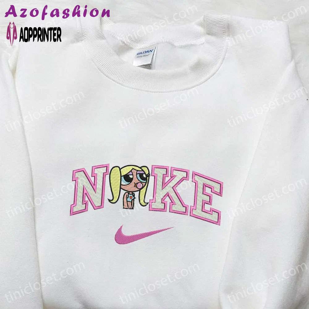 Nike x bubbles cartoon embroidered sweatshirt powerpuff girls inspired shirt nike embroidered t-shirt Embroidered Shirt