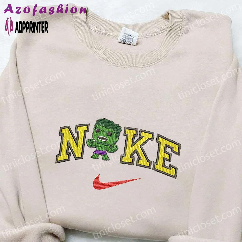Nike x chibi hulk embroidered shirt: marvel comics t-shirt perfect family gift Embroidered Shirt