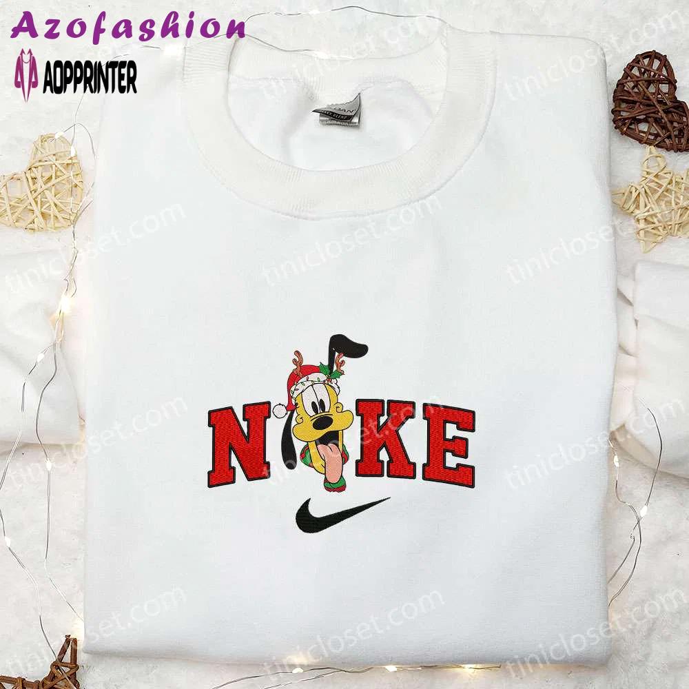 Nike x christmas reindeer pluto sweatshirt: disney characters embroidered hoodie – best family christmas gifts Embroidered Shirt