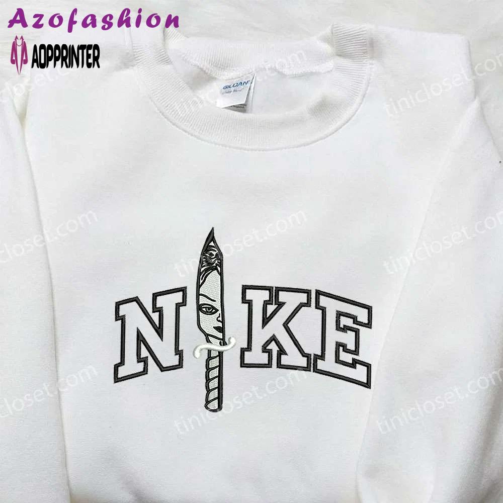 Nike x chucky bride halloween embroidered shirt – spooky & stylish nike inspired design Embroidered Shirt