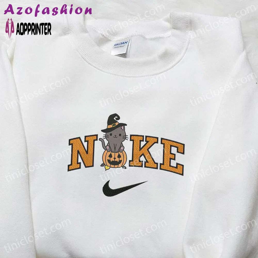 Nike x cute cat pumpkin halloween hoodie sweatshirt & t-shirt: embroidered spirit halloween apparel Embroidered Shirt