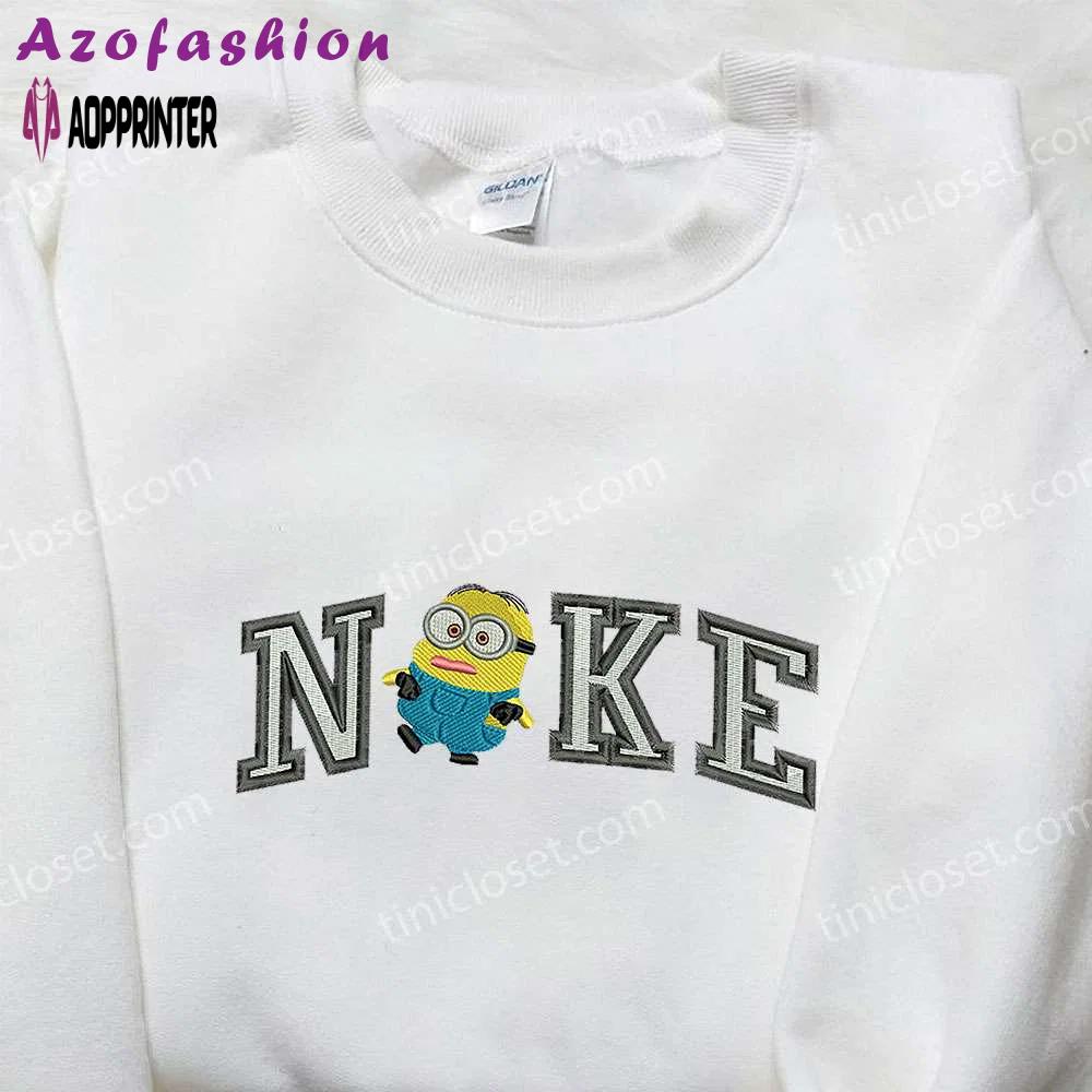 Nike x dave minion embroidered t-shirt sweatshirt & hoodie: cartoon-inspired apparel for fun and style Embroidered Shirt
