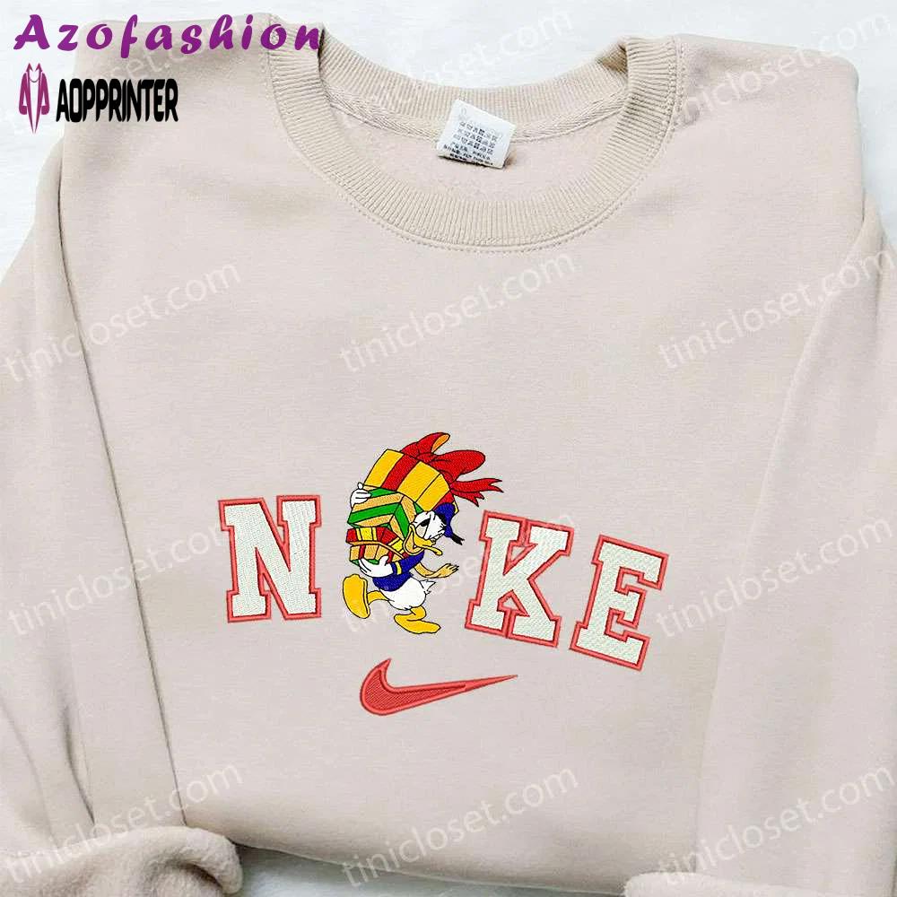 Nike x donald duck gifts embroidered sweatshirt walt disney christmas shirt – best gift ideas Embroidered Shirt