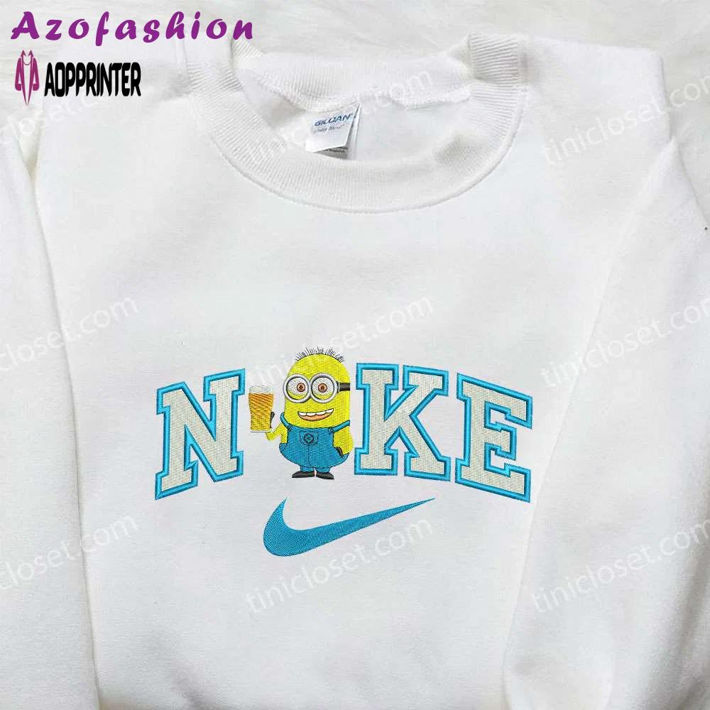 Nike x drunk minion embroidered shirt – minion movie inspired design Embroidered Shirt