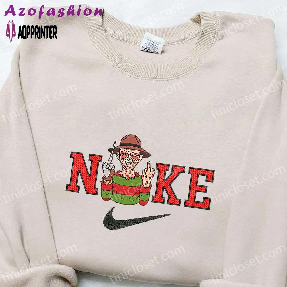 Nike x freddy krueger embroidered sweatshirt – spooktacular halloween shirt best gift idea Embroidered Shirt