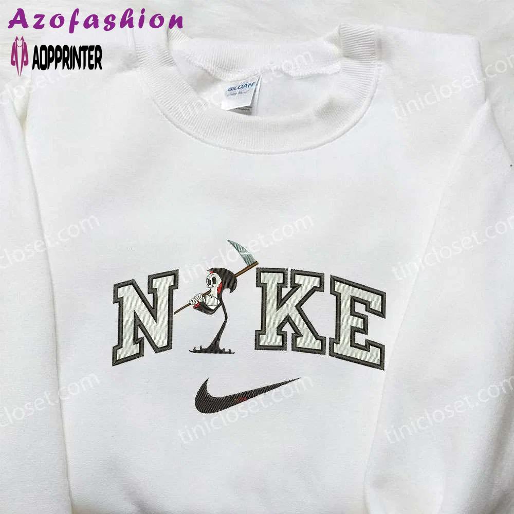 Nike x grim ghost embroidered shirt – halloween custom design Embroidered Shirt