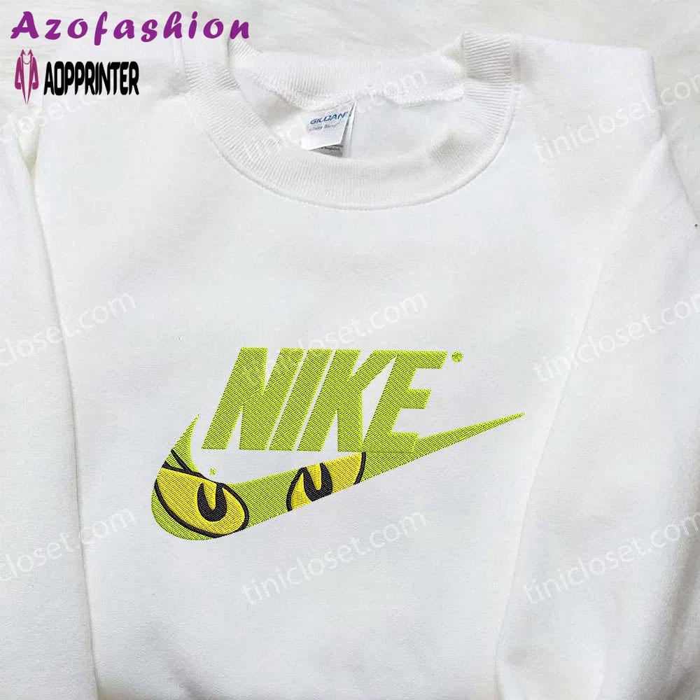 Nike x grinch eyes embroidered shirt: funny and stylish grinch embroidered shirt Embroidered Shirt