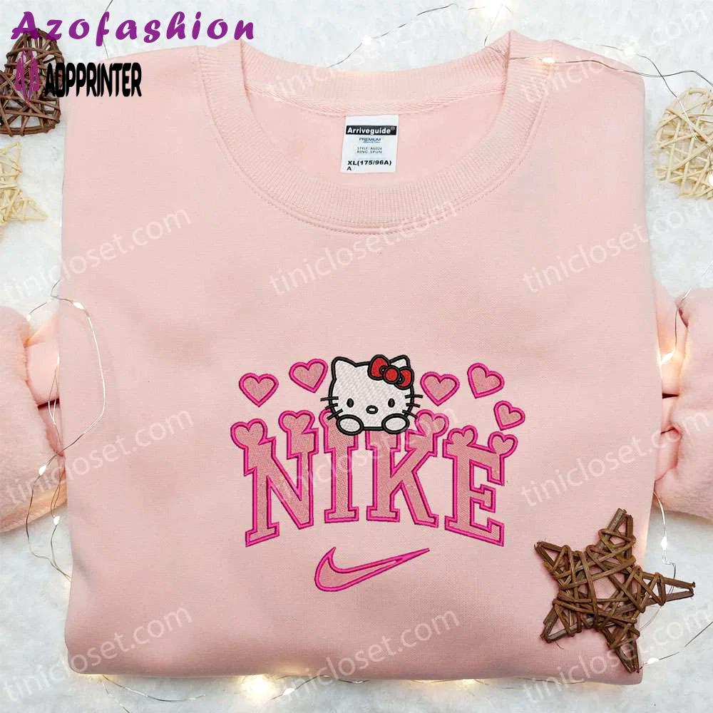 Nike x hello kitty hearts embroidered sweatshirt – valentine shirt nike inspired t-shirt Embroidered Shirt