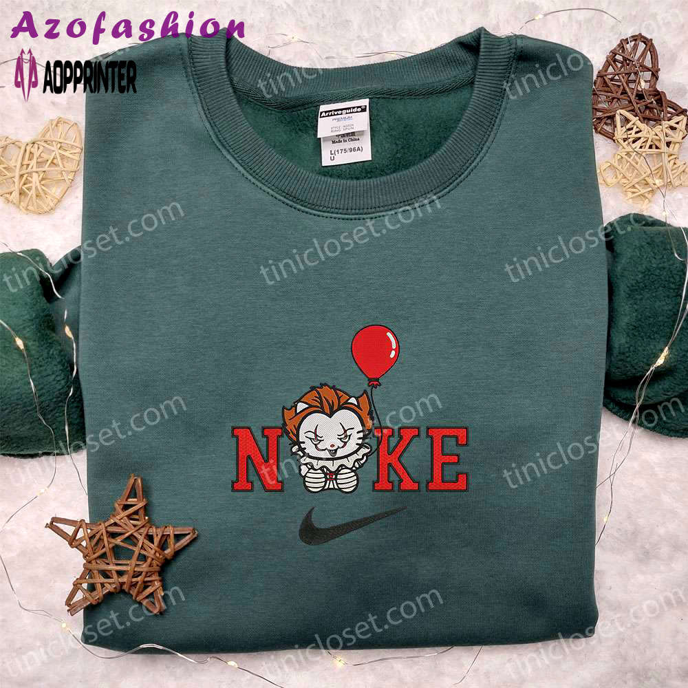 Nike x hello kitty pennywise embroidered shirt – spooky spirit halloween t-shirt & funny hoodie Embroidered Shirt