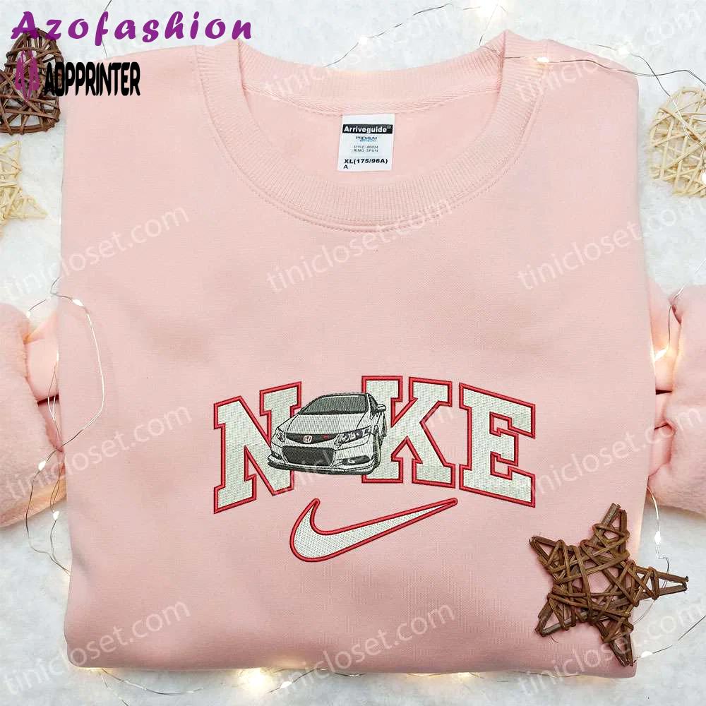 Nike x honda car embroidered sweatshirt & shirt: transportation-inspired t-shirt Embroidered Shirt