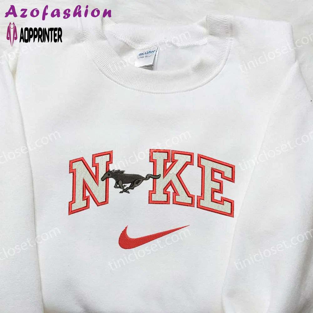 Nike x horse embroidered shirt: custom animal design for trendy style Embroidered Shirt