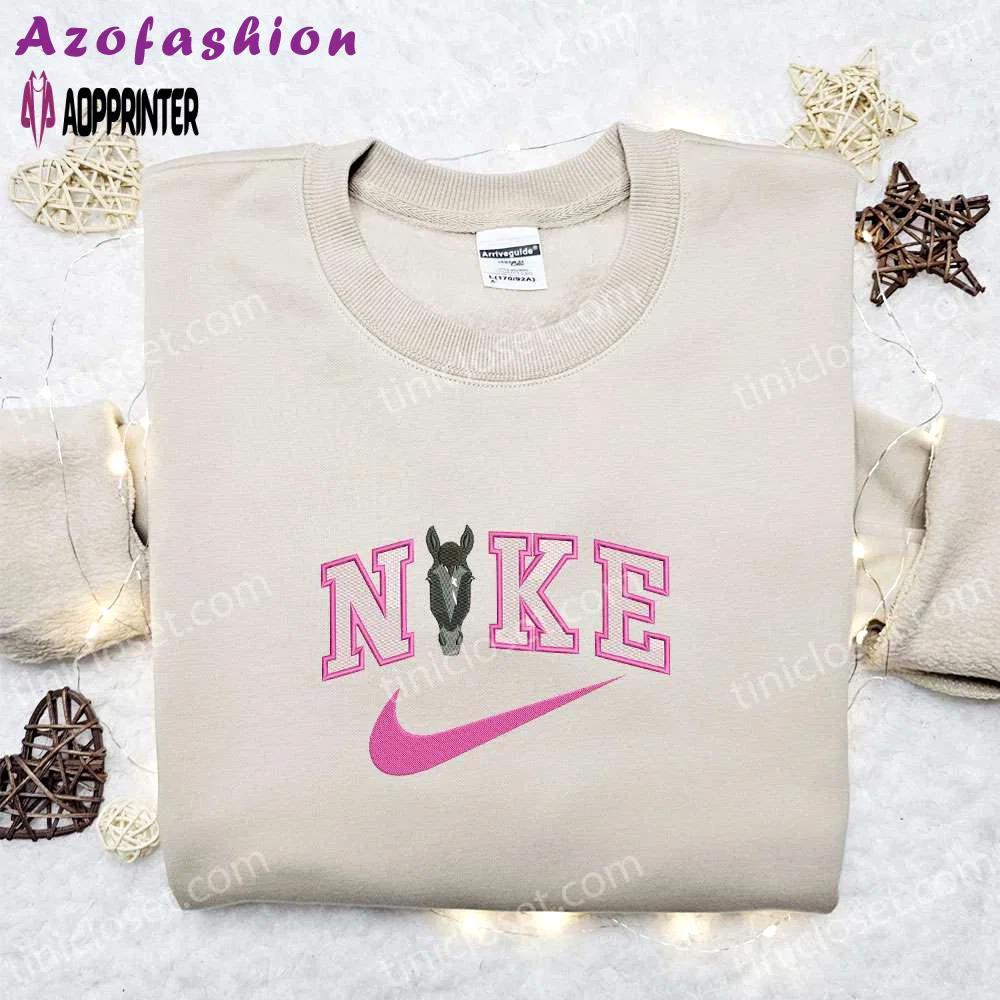 Nike x horse face embroidered sweatshirt: animal shirt nike inspired t-shirt Embroidered Shirt