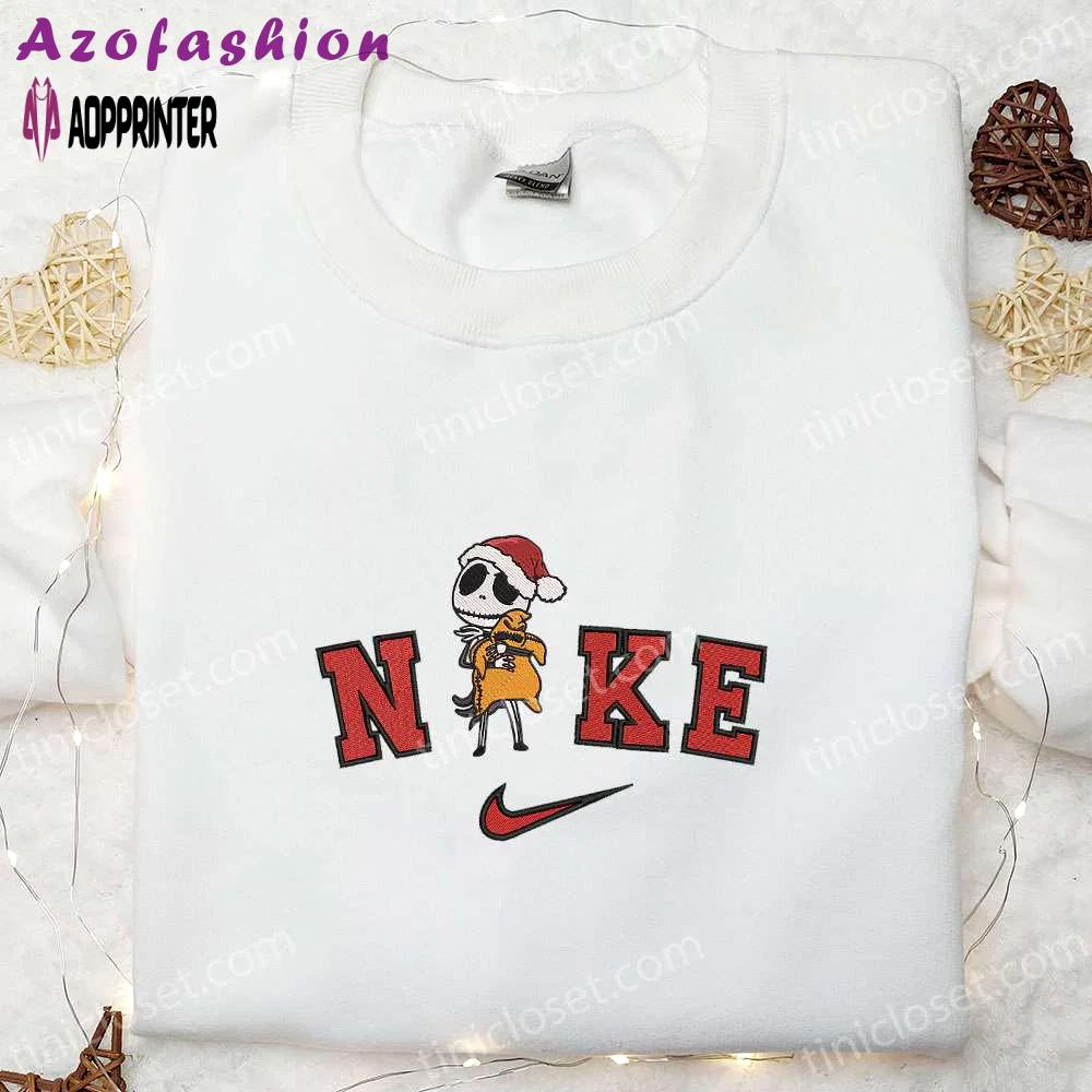 Nike x jack skellington christmas hat sweatshirt: nightmare before christmas hoodie & inspired t-shirt Embroidered Shirt