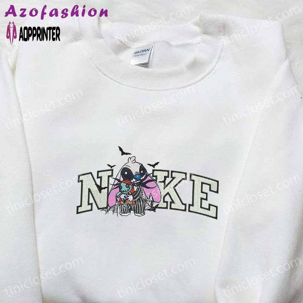 Nike x jack skellington stitch sweatshirt: disney halloween hoodie & cool embroidered shirt Embroidered Shirt