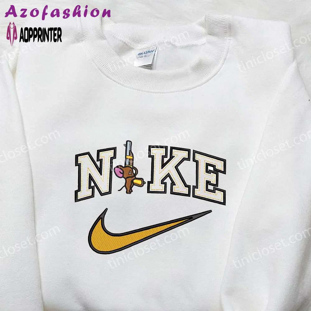 Nike x jerry gun embroidered shirt: cartoon & nike inspired design Embroidered Shirt