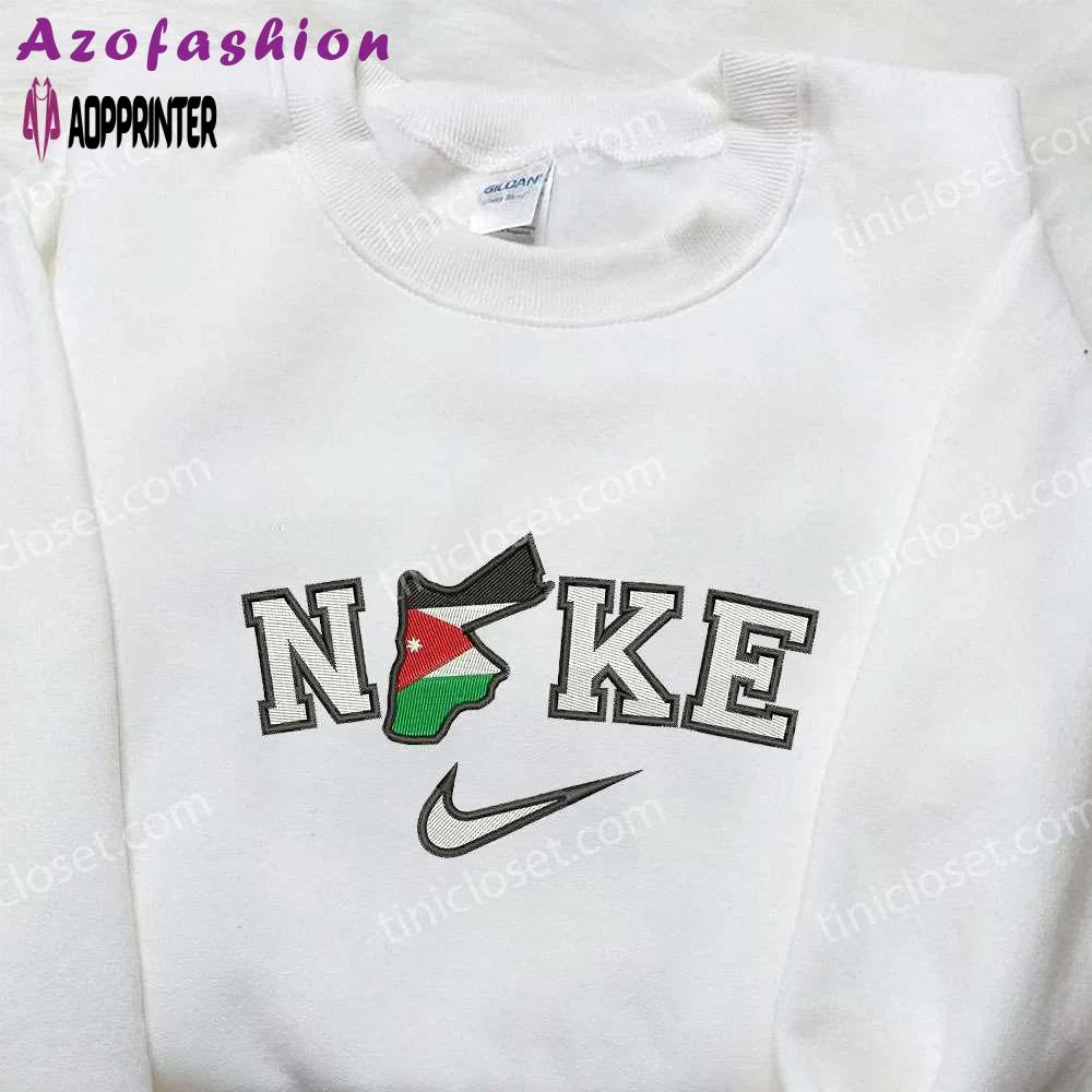 Nike x jordania map embroidered shirt: unique nike-inspired national day gift Embroidered Shirt