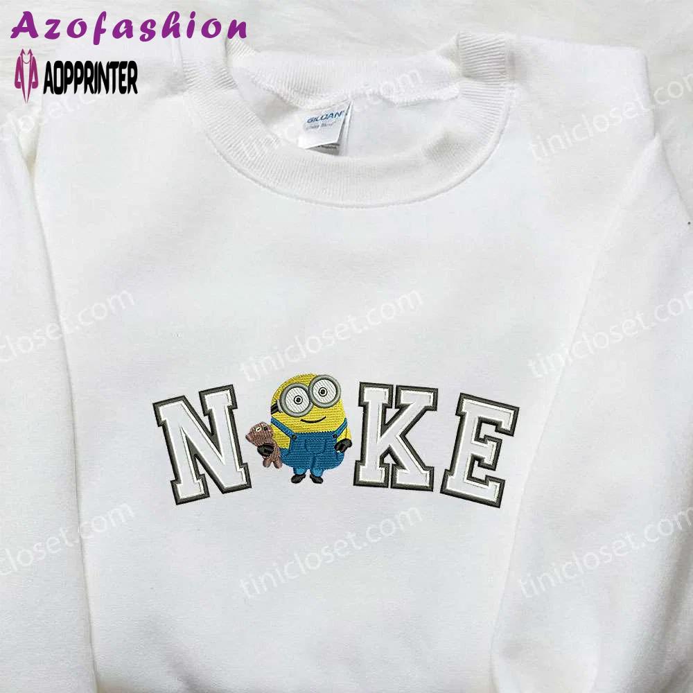 Nike x king bob minion embroidered shirt – fun minion cartoon design with nike inspiration Embroidered Shirt