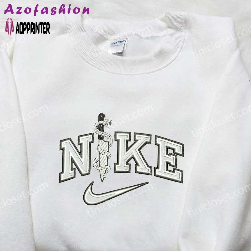 Nike x knife and snake halloween embroidered shirt: unique inspired design Embroidered Shirt