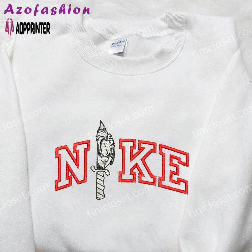 Nike x knife chucky embroidered shirt – halloween inspired nike shirt Embroidered Shirt