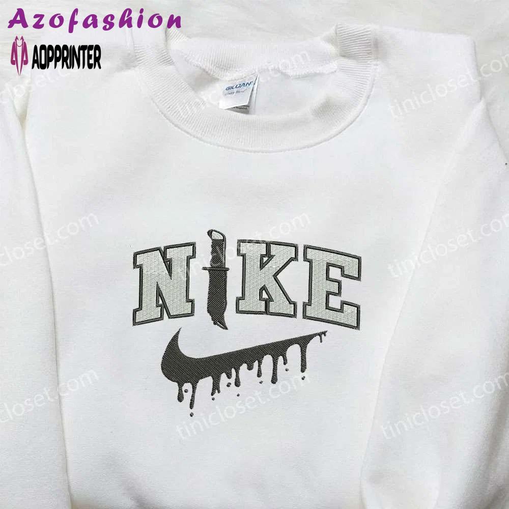 Nike x knife halloween embroidered shirt: inspired trendy & unique Embroidered Shirt
