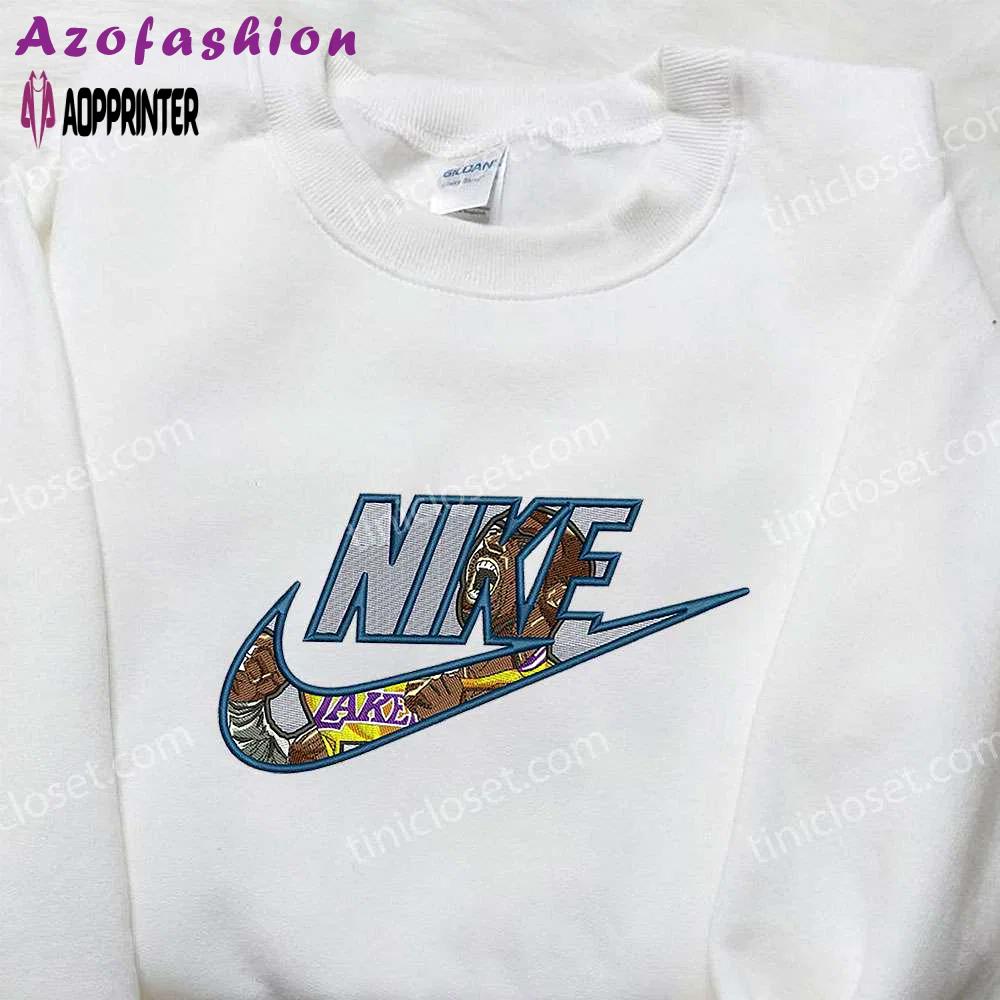 Nike x lebron james embroidered shirt: los angeles lakers edition – perfect gift for sports fans Embroidered Shirt