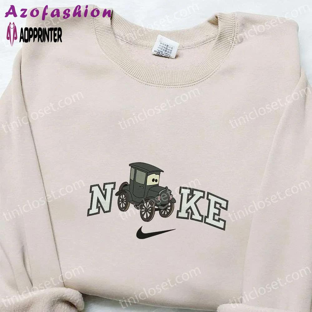 Nike x lizzie cars disney embroidered sweatshirt: cartoon hoodie & inspired t-shirt Embroidered Shirt