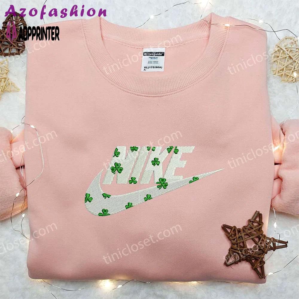 Nike x lucky clover embroidered shirt: best family gift nike inspired design Embroidered Shirt