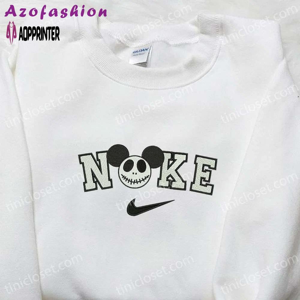 Nike x mickey jack skellington embroidered shirt: disney halloween inspired tee Embroidered Shirt