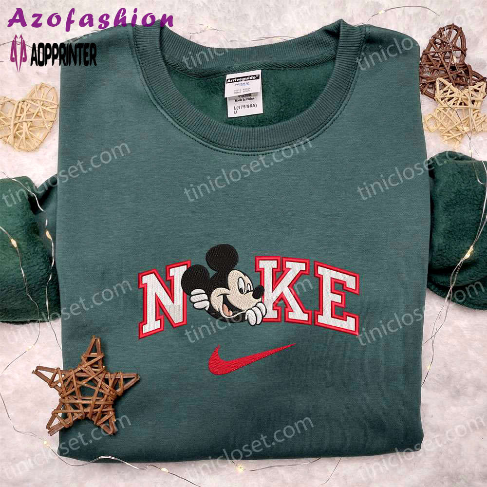 Nike x mickey mouse smile shirt & disney characters hoodie: best gift ideas Embroidered Shirt