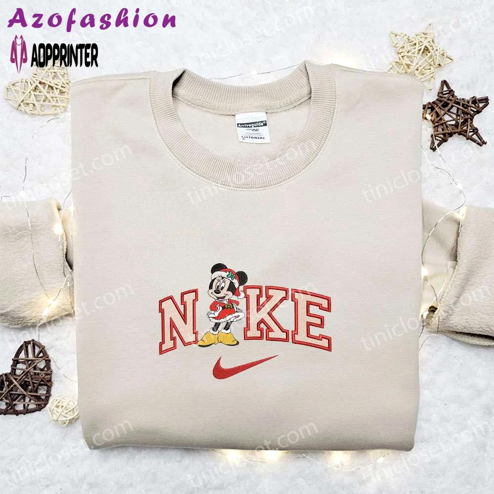 Nike x minnie mouse christmas embroidered sweatshirt: best walt disney shirt for unique christmas gift ideas Embroidered Shirt