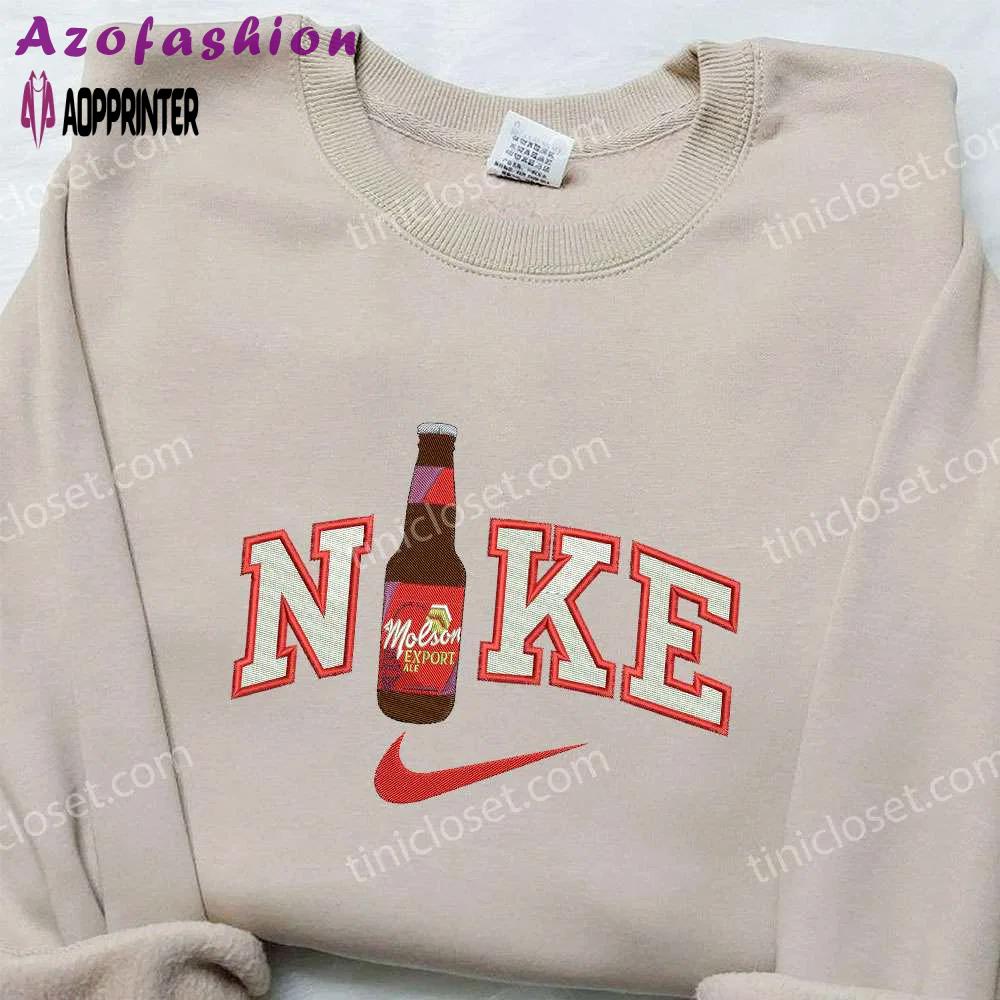 Nike x molson export beer & food embroidered shirt: stylish nike inspired design Embroidered Shirt