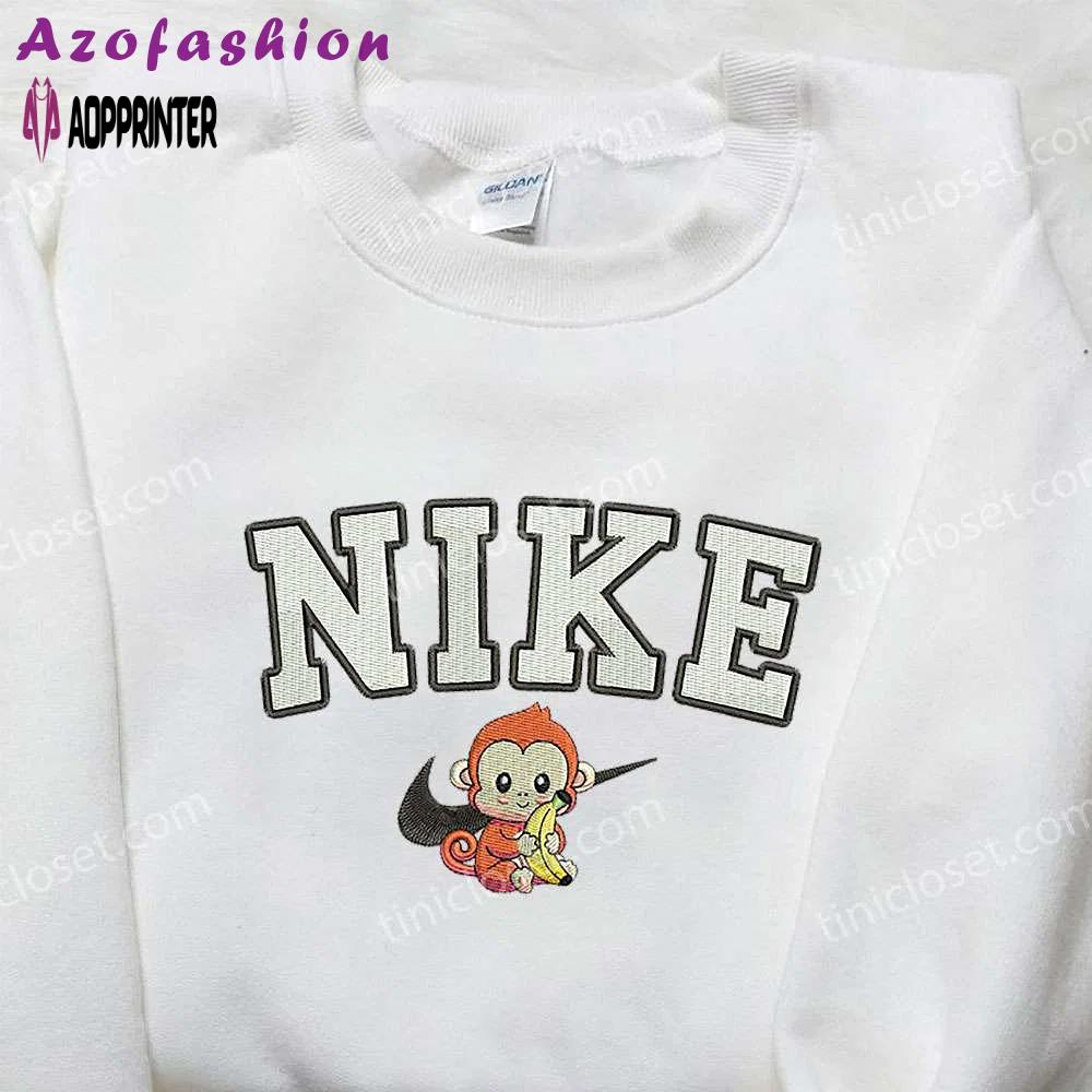 Nike x monkey embroidered shirt: animal inspired nike shirt Embroidered Shirt