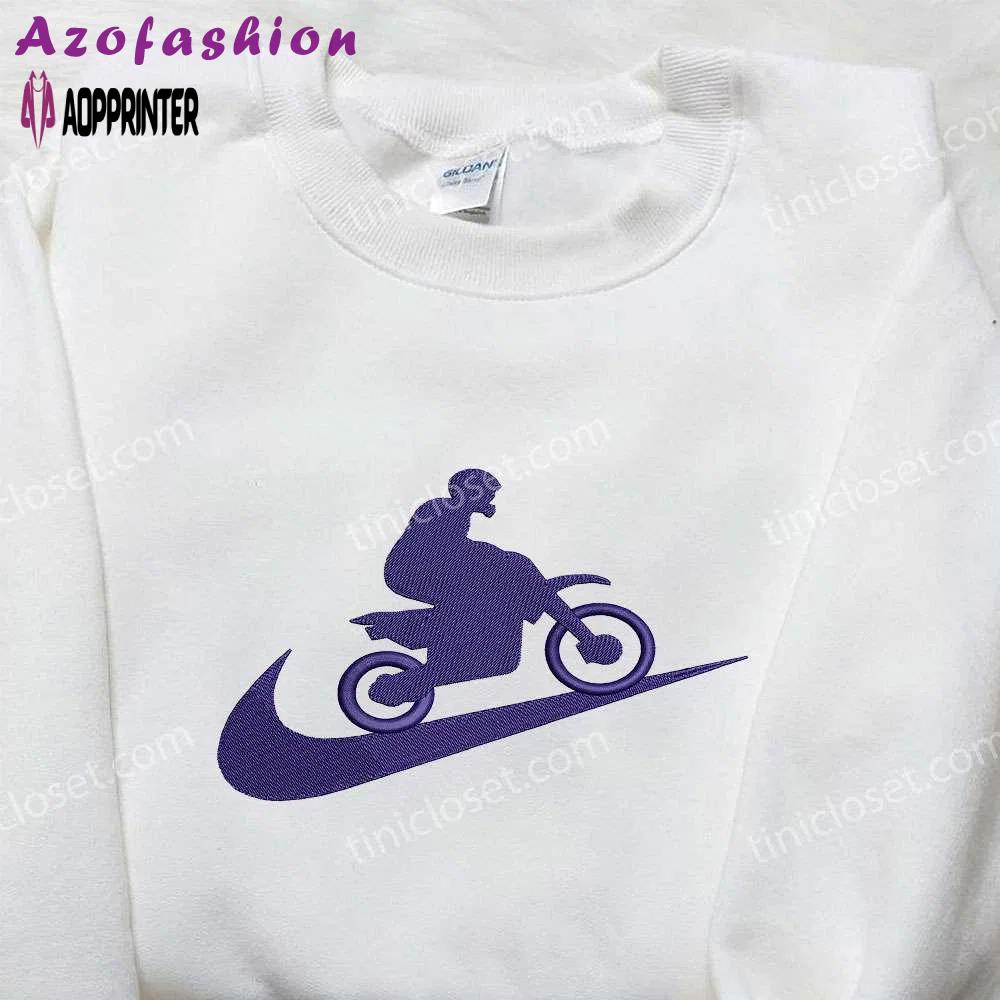 Nike x motocross embroidered shirt: stylish gift for family Embroidered Shirt