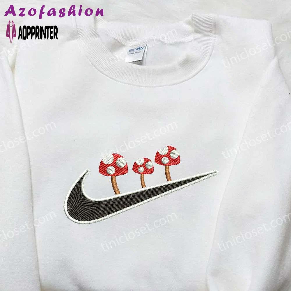 Nike x mushroom embroidered sweatshirt nature hoodie & t-shirt: inspired nike apparel with intricate embroidery Embroidered Shirt