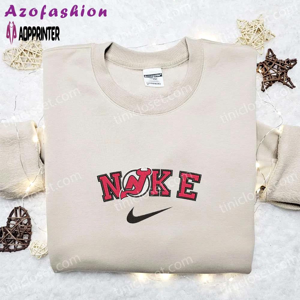 Nike x new jersey devils embroidered t-shirt – sports inspired tee Embroidered Shirt