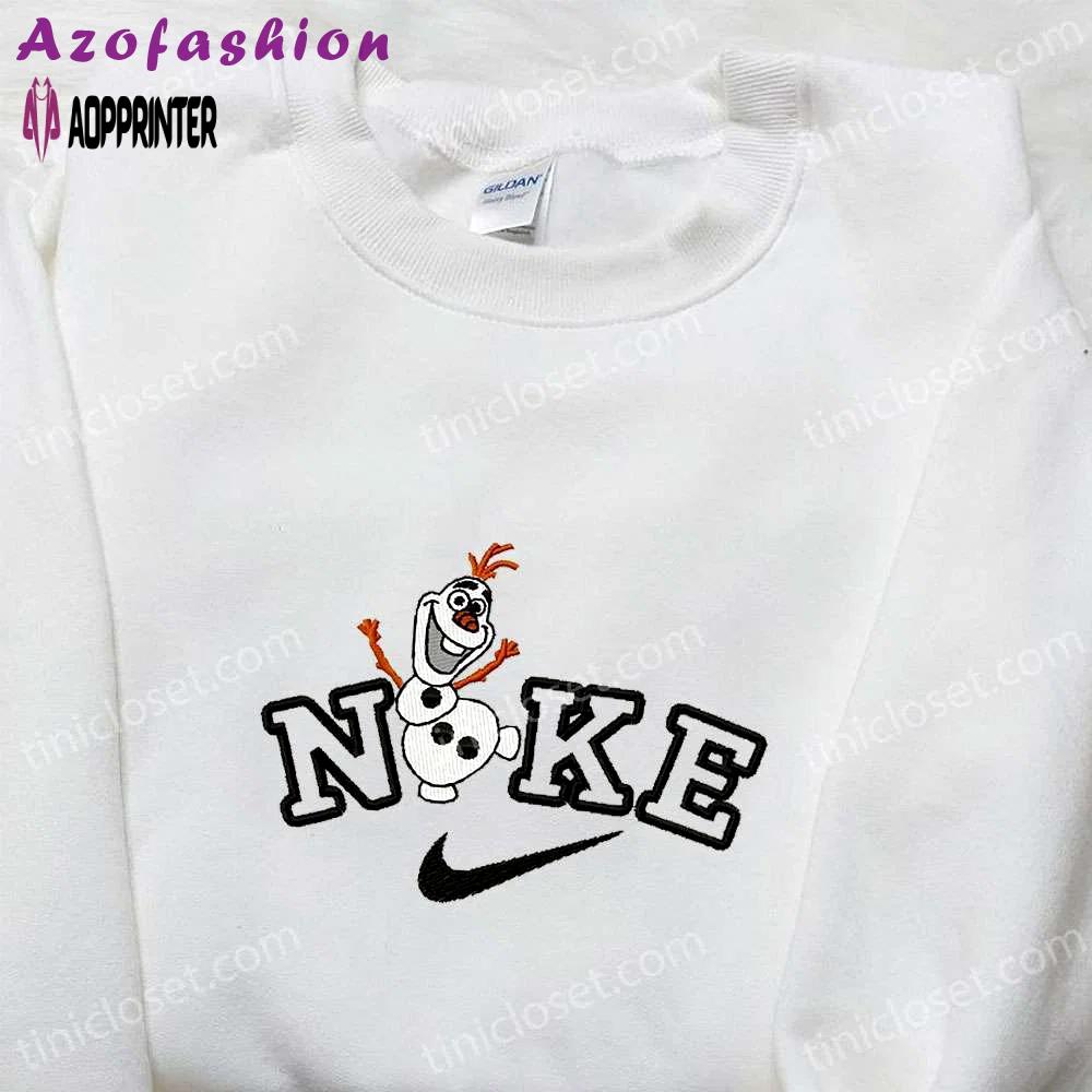 Nike x olaf cartoon embroidered hoodie christmas shirt & t-shirt: festive nike inspired apparel Embroidered Shirt