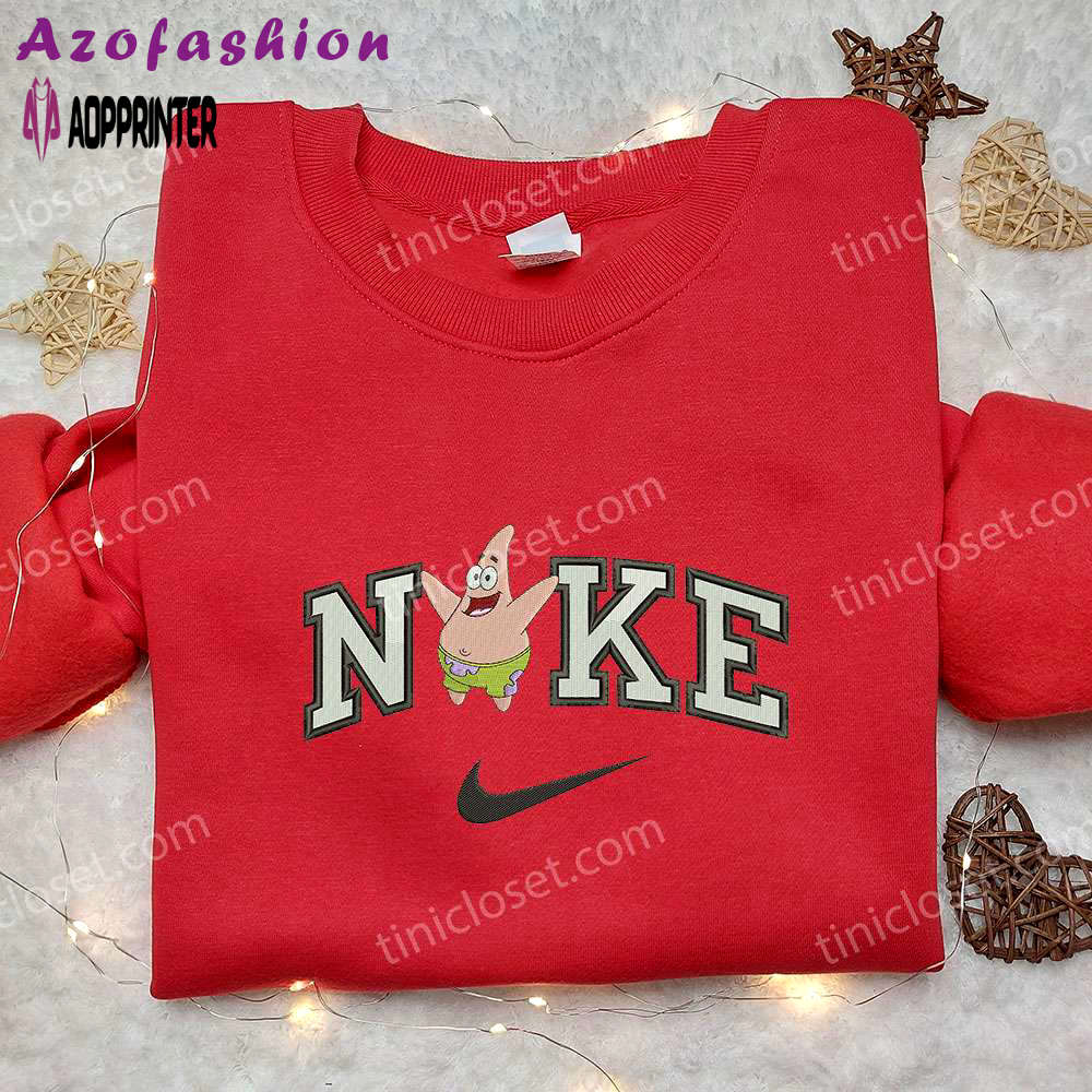 Nike x patrick star embroidered sweatshirt: spongebob 4d cartoon shirt nike inspired Embroidered Shirt