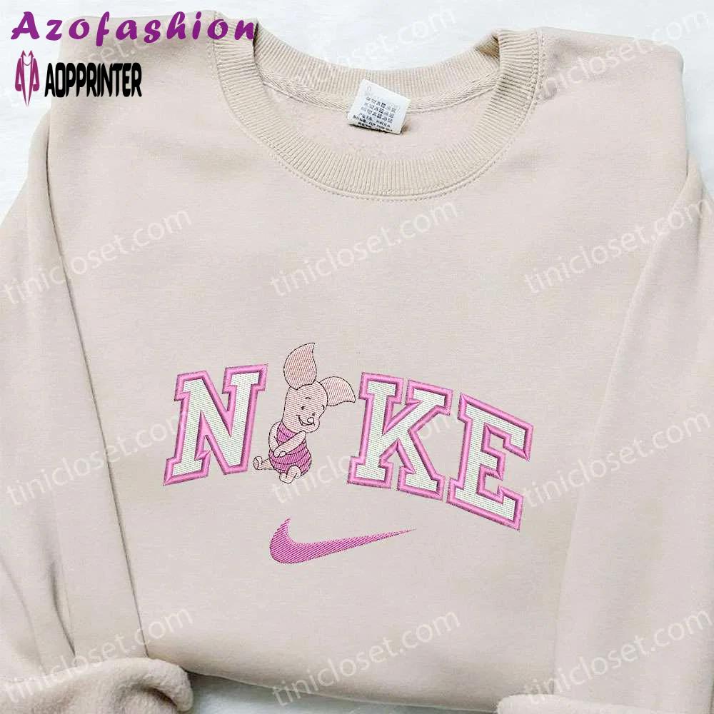 Nike x piglet cartoon embroidered shirt: disney characters & nike inspired t-shirt Embroidered Shirt