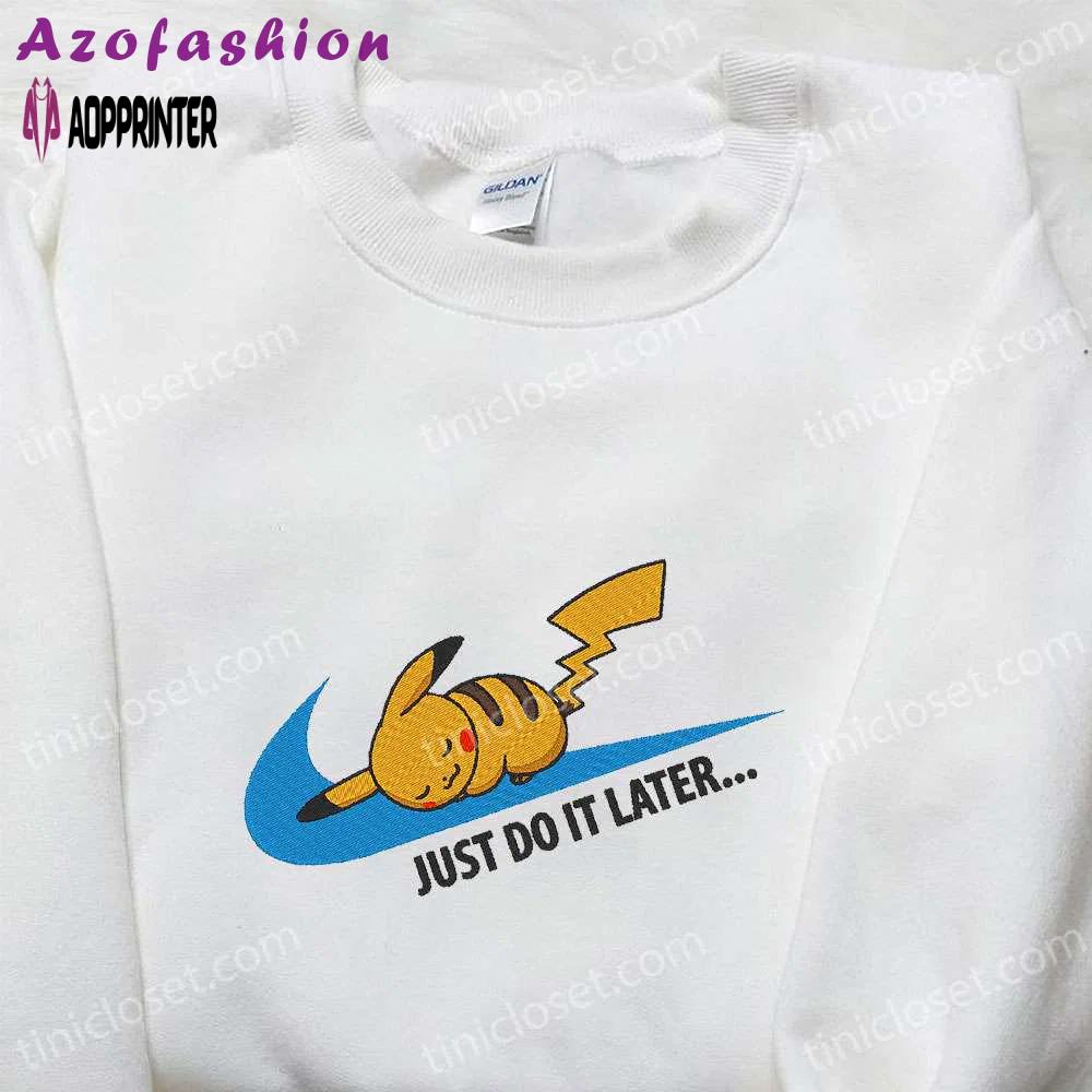 Nike x pikachu anime embroidered shirt pokemon inspired t-shirt Embroidered Shirt