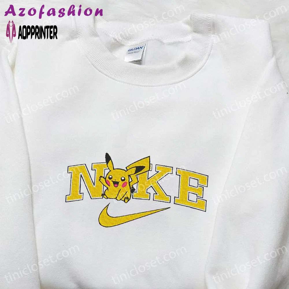 Nike x pikachu anime embroidered sweatshirt & shirt: pokemon inspired t-shirt Embroidered Shirt