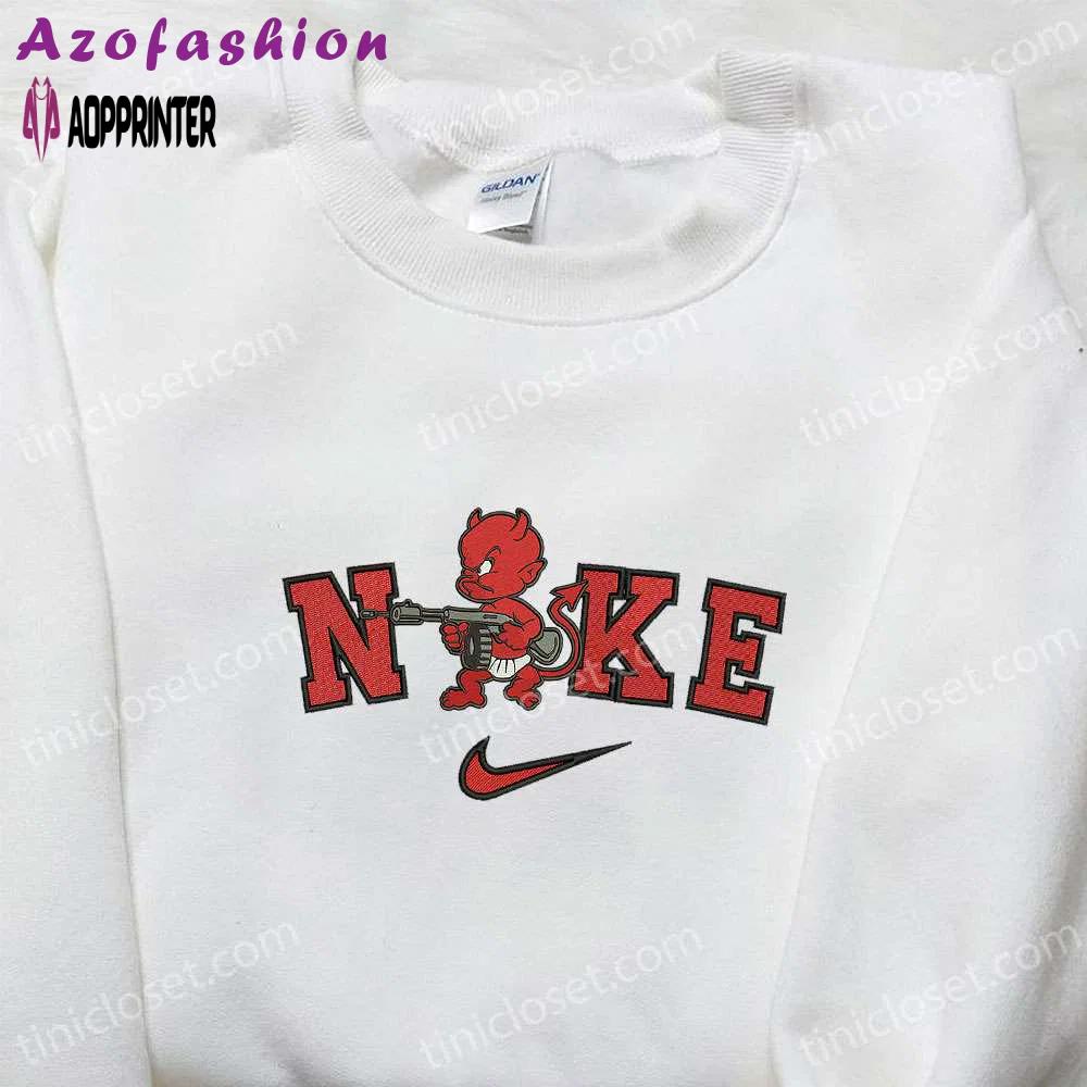 Nike x satan devil embroidered shirt: cool halloween inspired design Embroidered Shirt